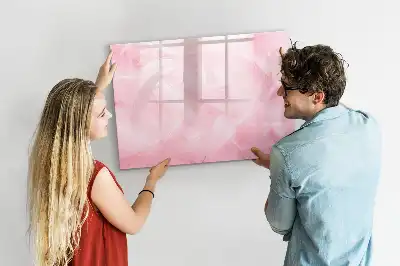 Magnetic glass dry erase board feather abstraction design