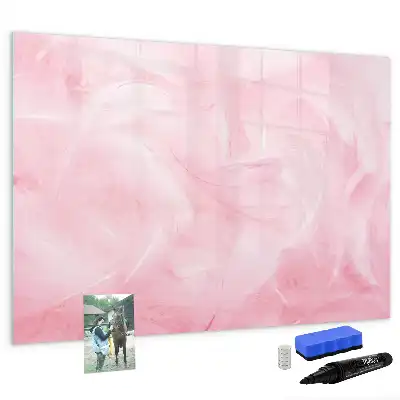 Magnetic glass dry erase board feather abstraction design