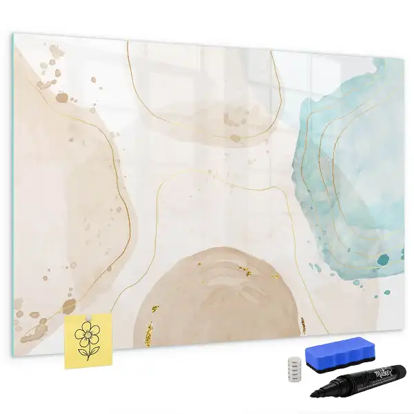 Magnetic marker board with watercolor splatters design