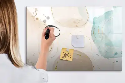 Magnetic marker board with watercolor splatters design