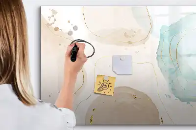 Magnetic marker board with watercolor splatters design