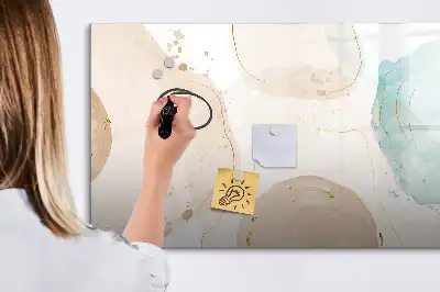 Magnetic marker board with watercolor splatters design