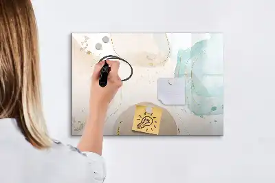 Magnetic marker board with watercolor splatters design