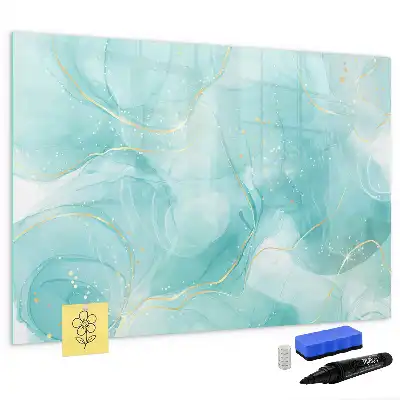 Magnetic glass dry erase board with marble abstraction design