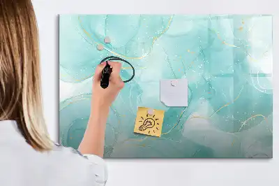 Magnetic glass dry erase board with marble abstraction design