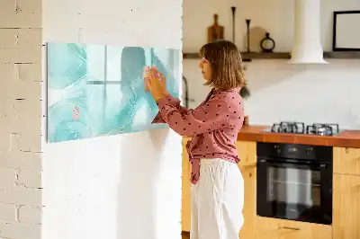 Magnetic glass dry erase board with marble abstraction design