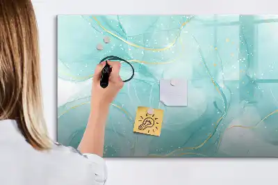 Magnetic glass dry erase board with marble abstraction design