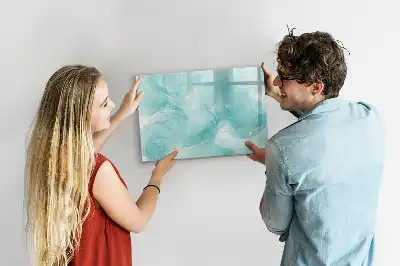 Magnetic glass dry erase board with marble abstraction design