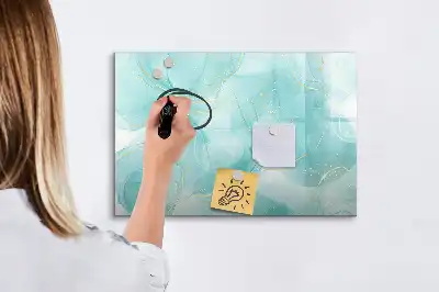 Magnetic glass dry erase board with marble abstraction design