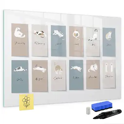 Magnetic marker board cat calendar design