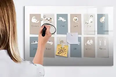 Magnetic marker board cat calendar design