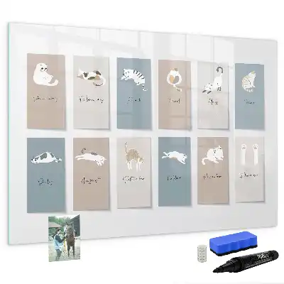 Magnetic marker board cat calendar design