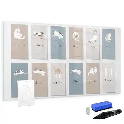 Magnetic marker board cat calendar design
