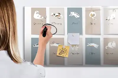 Magnetic marker board cat calendar design