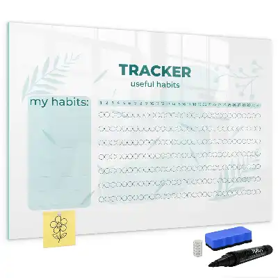 Magnetic glass dry erase board habit planner
