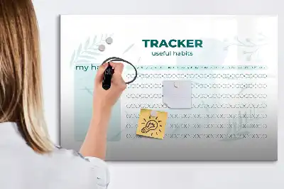 Magnetic glass dry erase board habit planner