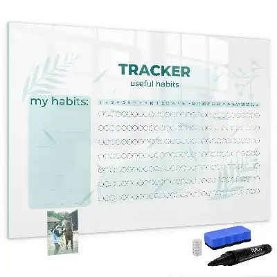 Magnetic glass dry erase board habit planner