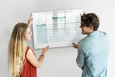 Magnetic glass dry erase board habit planner