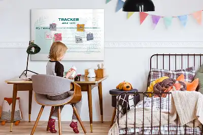 Magnetic glass dry erase board habit planner