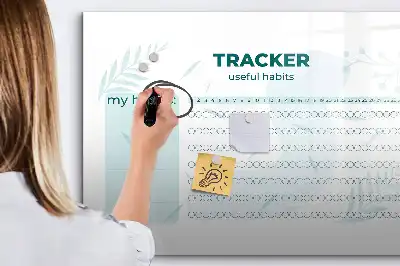 Magnetic glass dry erase board habit planner