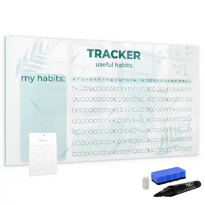 Magnetic glass dry erase board habit planner