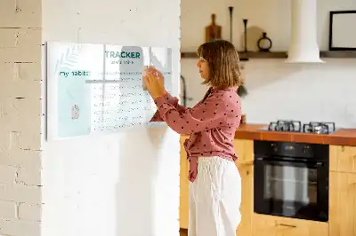Magnetic glass dry erase board habit planner