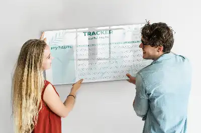 Magnetic glass dry erase board habit planner