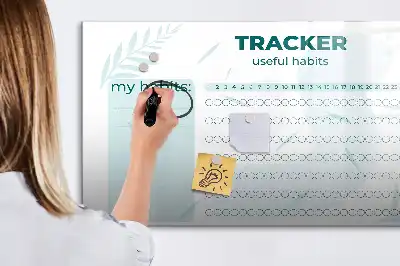 Magnetic glass dry erase board habit planner