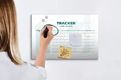 Magnetic glass dry erase board habit planner