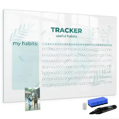 Magnetic glass dry erase board habit planner