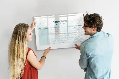 Magnetic glass dry erase board habit planner