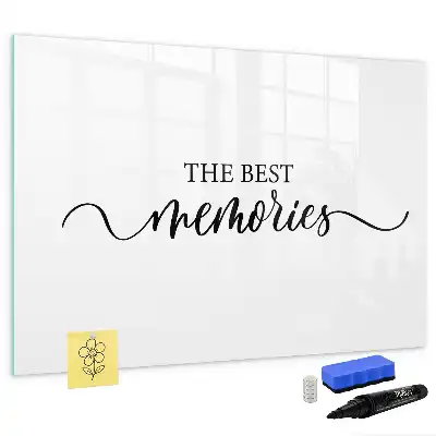 Magnetic marker board with Memories text design
