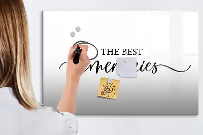 Magnetic marker board with Memories text design