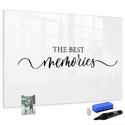 Magnetic marker board with Memories text design