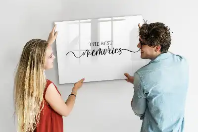 Magnetic marker board with Memories text design