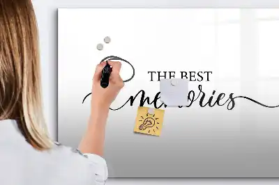 Magnetic marker board with Memories text design