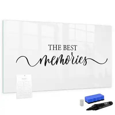 Magnetic marker board with Memories text design