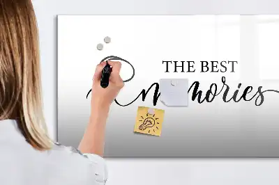 Magnetic marker board with Memories text design