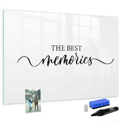 Magnetic marker board with Memories text design