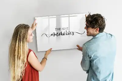 Magnetic marker board with Memories text design