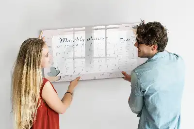 Magnetic glass dry erase board monthly planner