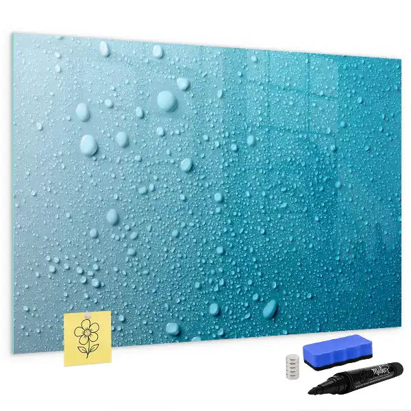 Magnetic marker board with water drops design