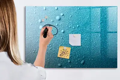 Magnetic marker board with water drops design