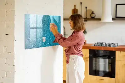 Magnetic marker board with water drops design