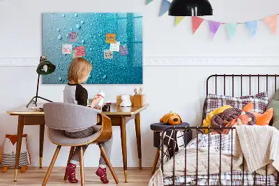 Magnetic marker board with water drops design