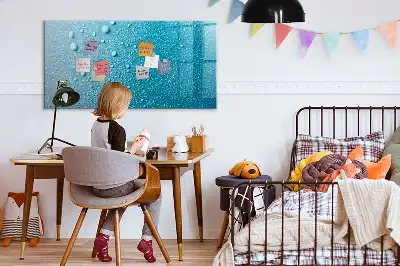 Magnetic marker board with water drops design