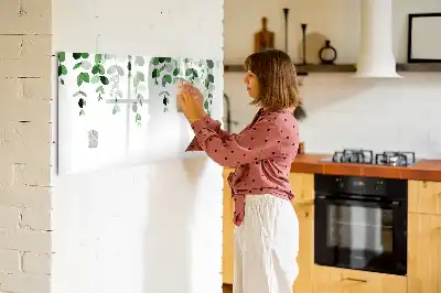 Magnetic glass dry erase board with plant leaf design
