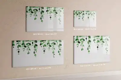 Magnetic glass dry erase board with plant leaf design