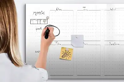 Magnetic glass dry erase board weekly planner