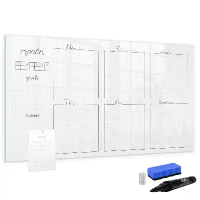Magnetic glass dry erase board weekly planner